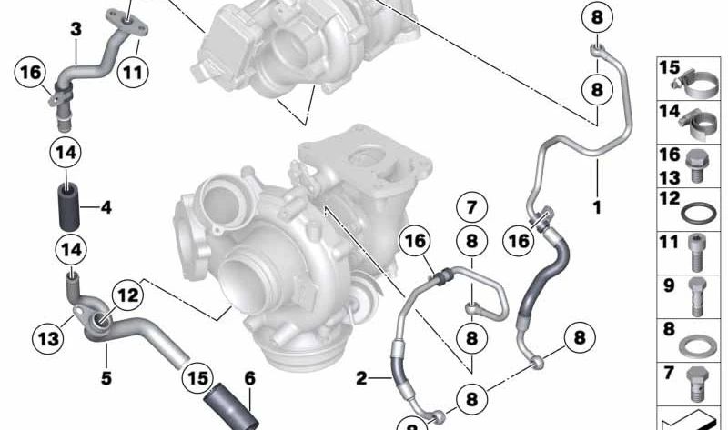 Tubería de retorno para BMW Serie 5 F07, F10, F11, Serie 7 F01, X5 E70N, X6 E71 (OEM 11427800617). Original BMW