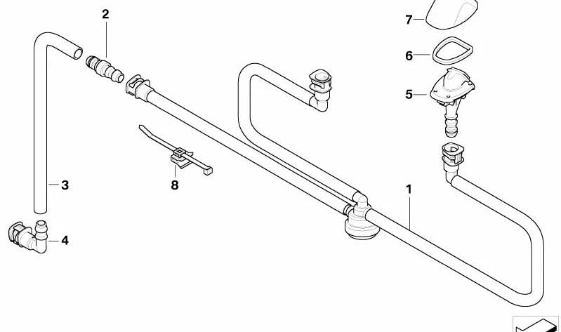 Linke Sprühdüse für BMW E81, E82, E87N, E88 (OEM 61677179465). Original BMW