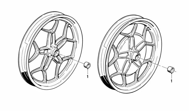 Separador de rueda OEM 36312302170 para BMW (Compatible con modelos: K1200LT, K1200RS, R1100S, R1150GS, R1150R, R1150RT). Original Motorrad BMW.