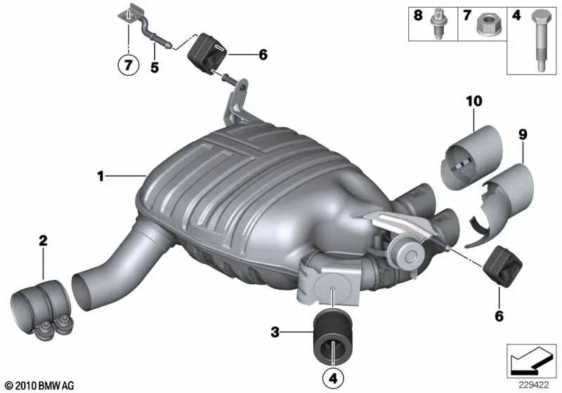 Silenciador trasero con válvula de escape para BMW E84 (OEM 18307593484). Original BMW.