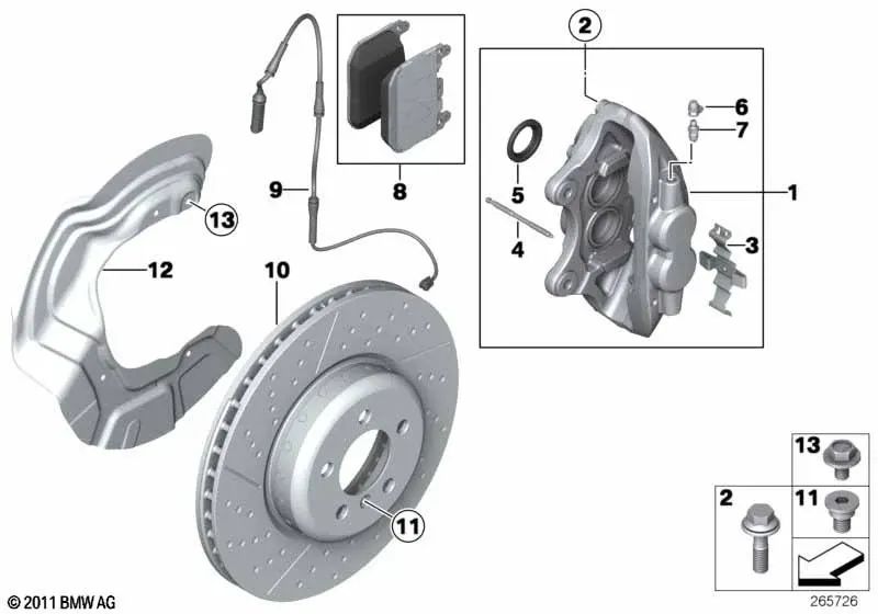 Carcasa del freno de M Performance para BMW F20, F21, F22, F23, F30, F31, F34, F32, F33, F36 (OEM 34106875656). Original BMW