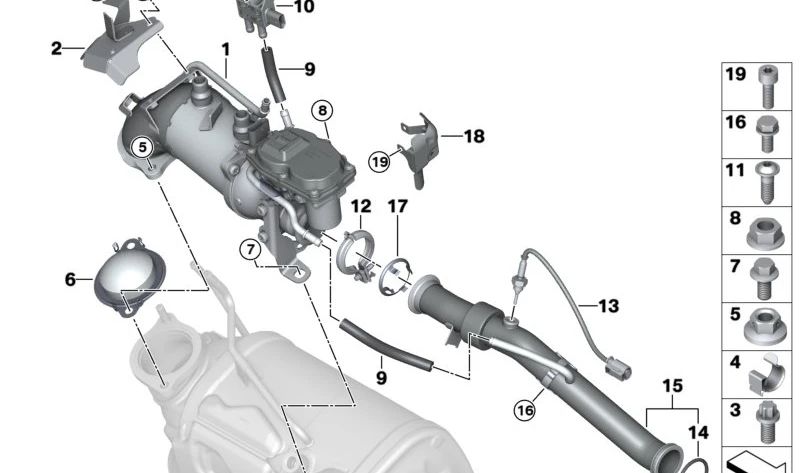 Protección contra el calor para BMW Serie 5 G30, G31, Serie 6 G32, Serie 7 G11, G12, Serie 8 G14, G15, X3 G01, X4 G02 (OEM 11718475732). Original BMW