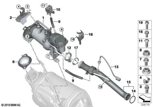 Junta de metal para BMW Serie 3 G20, G21, Serie 5 G30, G31 (OEM 11718576481). Original BMW