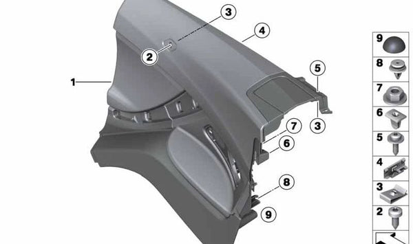 Panel lateral de cuero original izquierdo OEM 51437291819 para BMW Serie 6 (F12, F13).