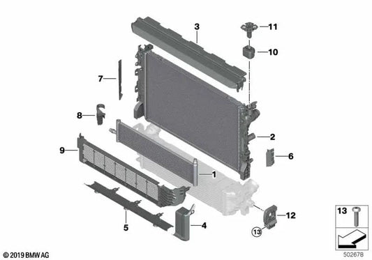 Cobertura Central para BMW Serie 5 G30, G30N, G31, G31N, Serie 6 G32, G32N, Serie 7 G11, G11N, G12, G12N, Serie 8 G14, G15, G16 (OEM 17118577638). Original BMW.