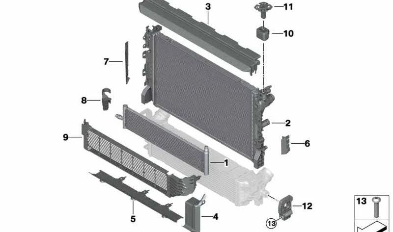 Rechte Abdeckung für BMW G30, G31, G32N, G11N, G12N, G14, G15, G16 (OEM 17118472263). Original BMW