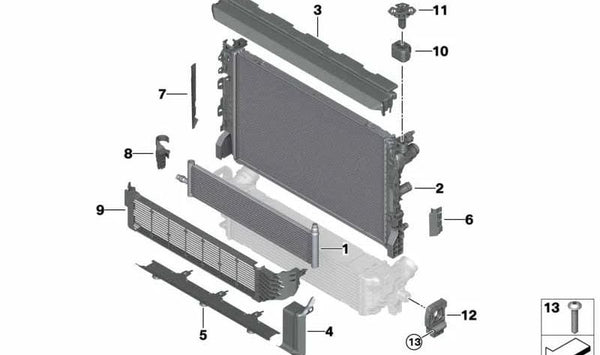 Cubierta derecha para BMW G30, G31, G32N, G11N, G12N, G14, G15, G16 (OEM 17118472263). Original BMW