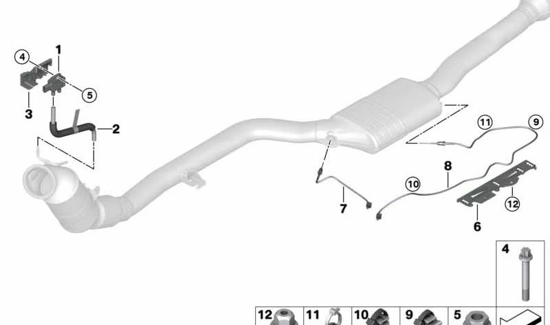 Sensor de temperatura de gases de escape para BMW G28, G28N (OEM 11789488327). Original BMW