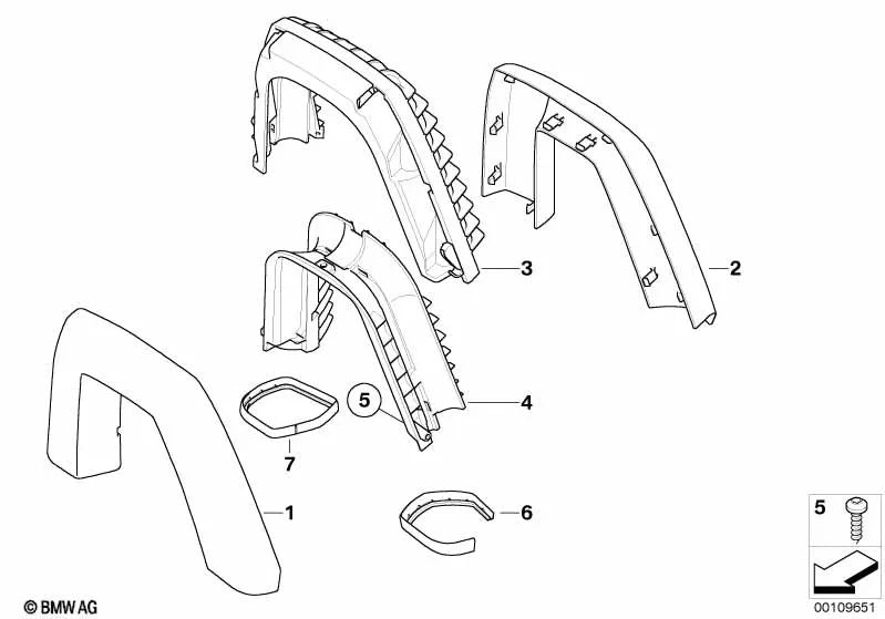 Cubierta de cuero trasera derecha para BMW Z4 E85 (OEM 51438040430). Original BMW