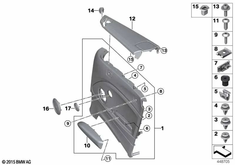 Revestimiento lateral de cuero izquierdo para BMW Serie 2 F23, F23N (OEM 51437391135). Original BMW