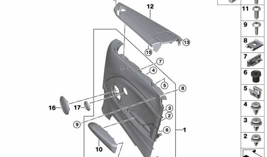 Panel lateral de tela OEM 51437311522 para BMW F23 (Serie 2 Cabrio). Original BMW.