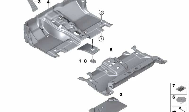 Front left floor insert for BMW X5 E70, F15, F85, X6 E71, F16 (OEM 51477154831). Original BMW