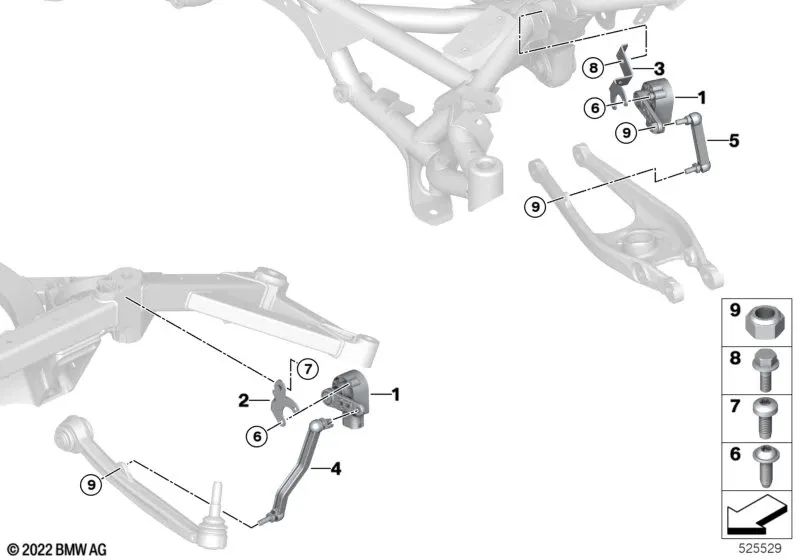 Halterung für hinteren Höhensensor für BMW 2er F87, G87, 3er F80, G80, 4er F82, G82 (OEM 37142284258). Original BMW