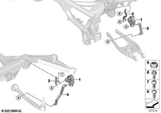 Halterung für hinteren Höhensensor für BMW 2er F87, G87, 3er F80, G80, 4er F82, G82 (OEM 37142284258). Original BMW