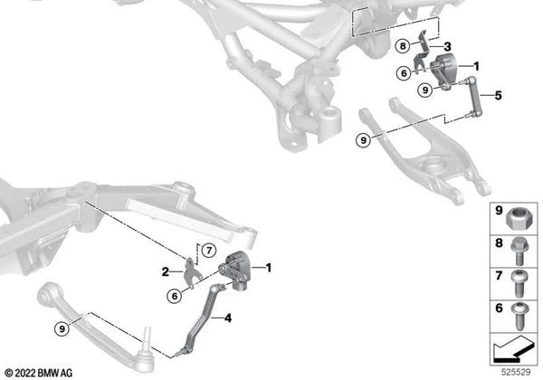 Soporte Sensor de Altura Trasero para BMW Serie 2 F87, G87 Serie 3 F80, G80 Serie 4 F82, G82 (OEM 37142284258). Original BMW