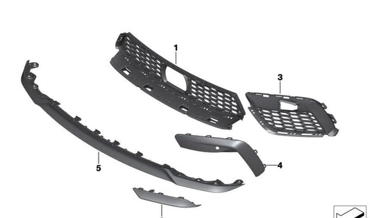 Rejilla de entrada de aire derecha OEM 51118070758 para BMW F91, F92, F93. Original BMW.