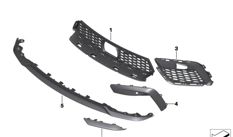 Lámina deflectora delantera izquierda para BMW F91, F92, F93 (OEM 51118074887). Original BMW