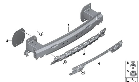 Soporte para parachoques trasero para BMW X5 F95, G05, X6 F96, G06 (OEM 51127420657). Original BMW