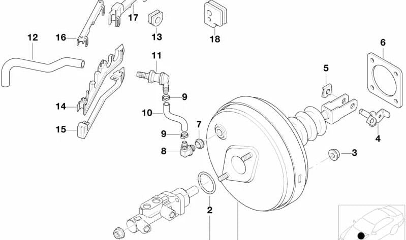 Tubo de vacío para BMW E39 (OEM 34336750519). Original BMW