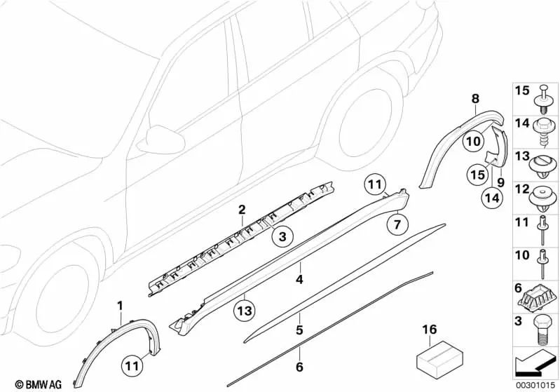 Primed wheel arch extension left for BMW X5 E70, E70N (OEM 51128037283). Genuine BMW