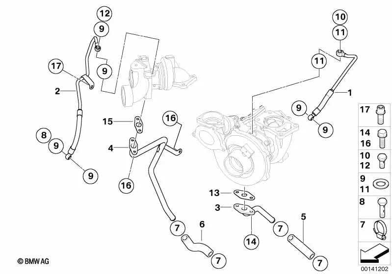 Tubería de Retorno para BMW Serie 5 E60, E61 (OEM 11427792244). Original BMW