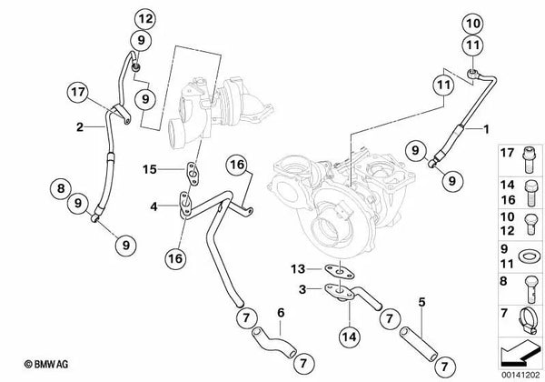 Tubería de Retorno para BMW Serie 5 E60, E61 (OEM 11427792244). Original BMW