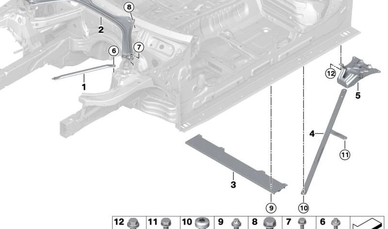 Rechte hintere Torsionsstange OEM 51617932476 für BMW G26. Original BMW.