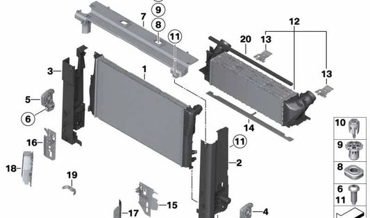 Junta Módulo de Refrigeración para BMW F07, F10, F11, F18N (OEM 17118684790). Original BMW