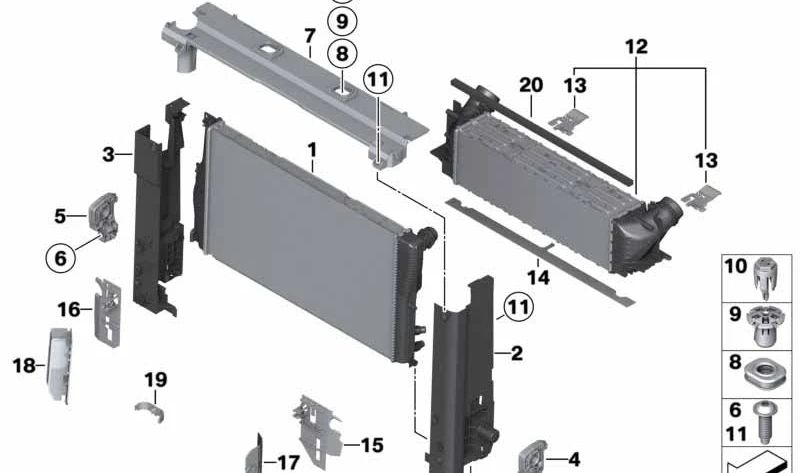 Clip di serraggio OEM 17127607831 per BMW F07, F10, F11, F18, F06, F12, F13, F01, F02. BMW originale.