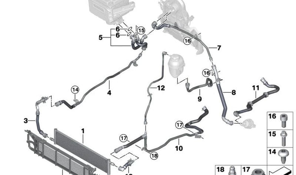 Radiador de refrigerante OEM 17118472304 para BMW G01, G02, G05, G06, G07. Original BMW