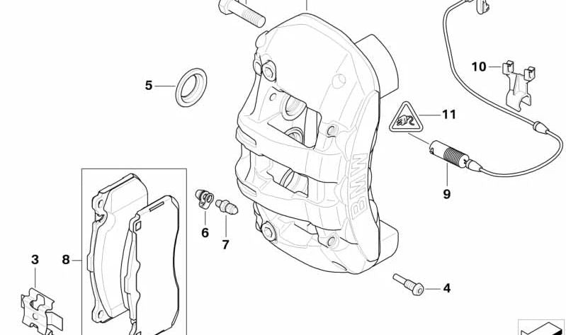 Cuerpo de pinza de freno izquierdo para BMW E82, E88 (OEM 34106786059). Original BMW