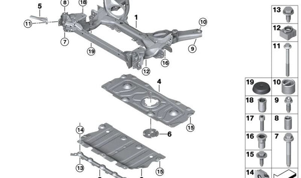 Protección inferior del cárter delantero para BMW G42 Serie 2, G20, G21, G28 Serie 3, G22, G26 Serie 4 (OEM 31146880900). Original BMW