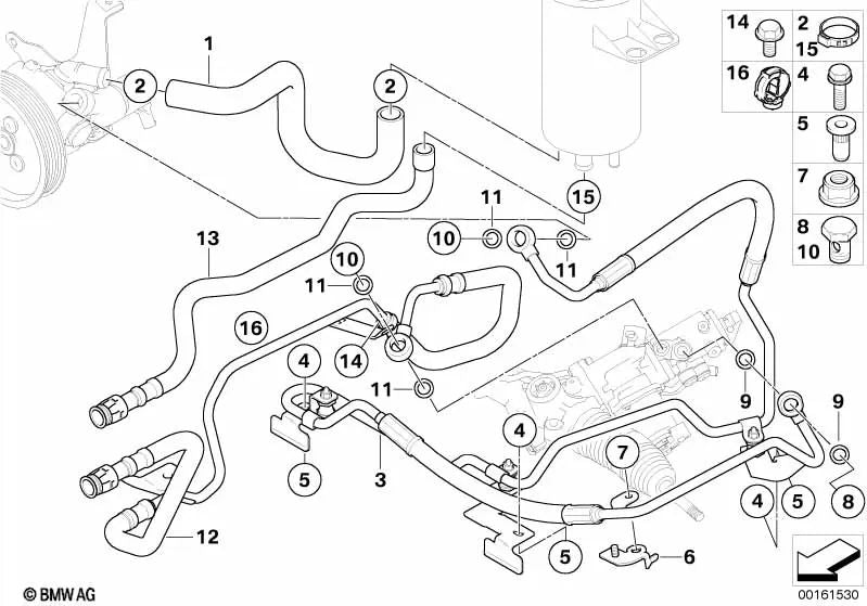 Tubo de expansión para BMW Serie 5 E60N, E61N (OEM 32416786607). Original BMW.