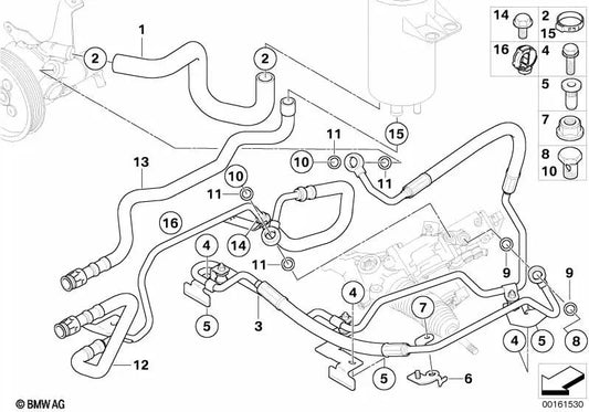 Tubo de expansión para BMW Serie 5 E60N, E61N (OEM 32416786607). Original BMW.