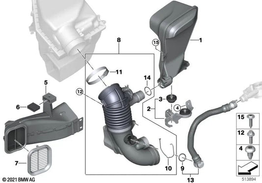 Resonador para BMW X3 G01, G01N, X4 G02, G02N (OEM 13718583592). Original BMW