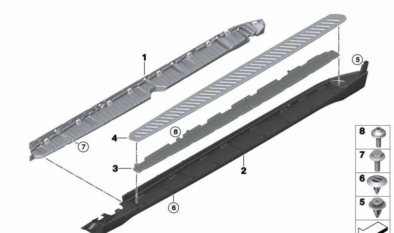 Estribo lateral izquierdo OEM 51777349379 para BMW F16 (X6). Original BMW.