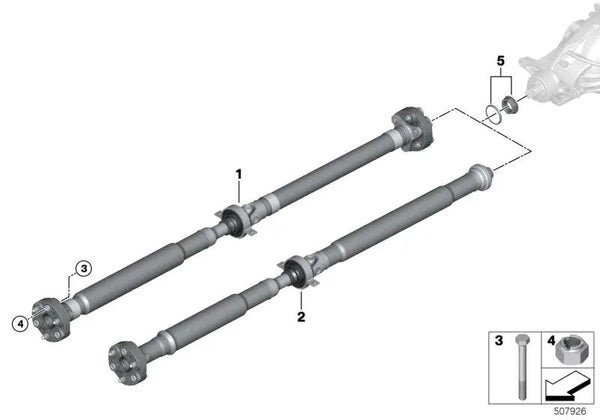 Eje de transmisión para BMW G30N, G31N (OEM 26109845270). Original BMW.