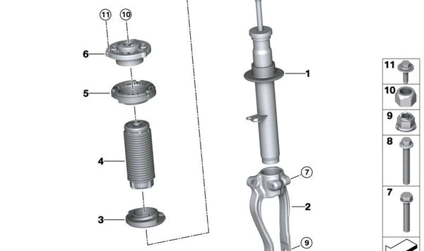 Cojinete de soporte OEM 31306884485 para BMW G30, G31, F90. Original BMW.