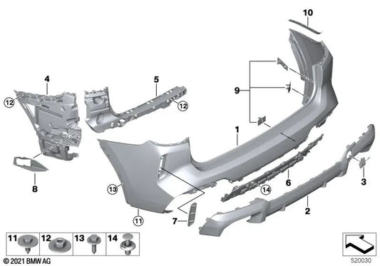 Revestimiento Parachoques Trasero Superior para BMW X3 F97N, G01N (OEM 51125A40FC2). Original BMW