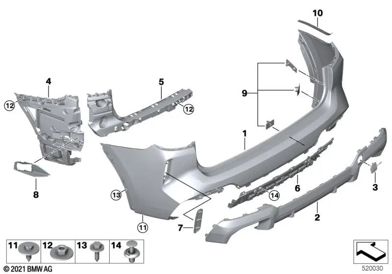 Rear left trim for BMW F97N, G01N (OEM 51128081887). Original BMW