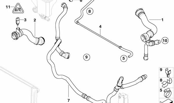 Manguera de retorno de refrigerante OEM 17127537746 para BMW E65, E66. Original BMW.