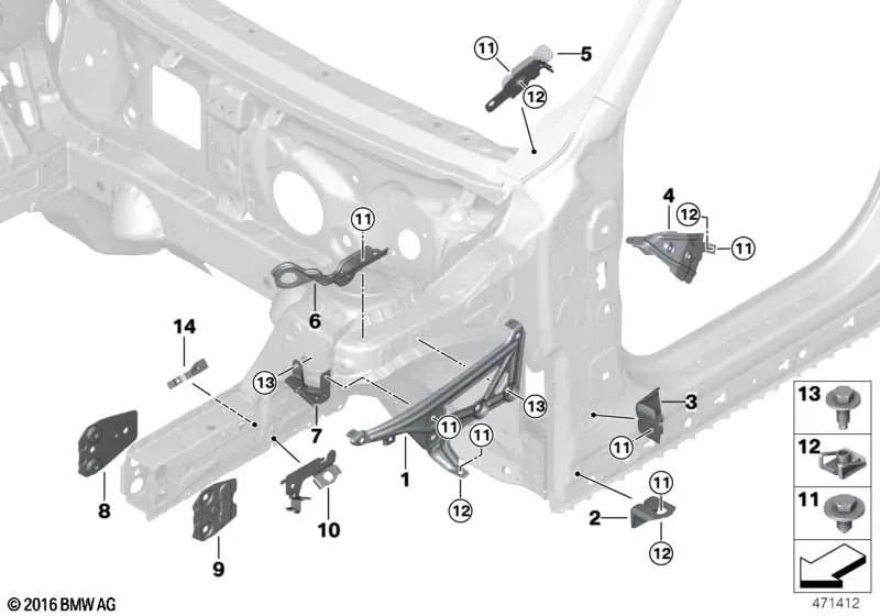 Soporte transversal pared lateral derecha para BMW F48, F48N, F49, F49N, F39 (OEM 41007427128). Original BMW.