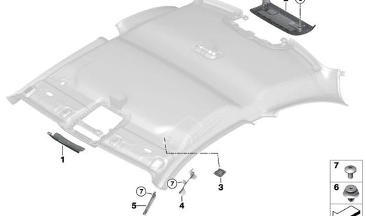 Embellecedor de Micrófono para BMW Serie 2 G42, U06, Serie 3 G20, G21, G28, Serie 4 G22, G26, Serie 5 G30, Serie 7 G11N, Serie 8 G15, i I20, X1 U11, X2 U10, X3 G01, X4 G02, X5 G05, X6 G06, X7 G07 (OEM 51447486234). Original BMW