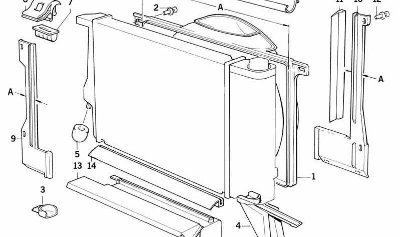 Carcasa del ventilador para BMW E34 (OEM 17111712684). Original BMW.