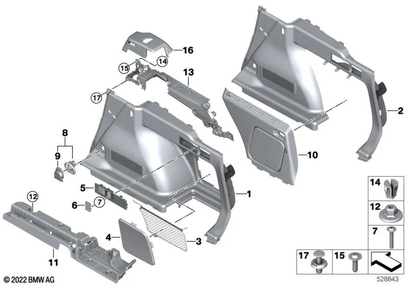 Right storage compartment net for BMW G21, G21N, G81 (OEM 51475A67852). Original BMW