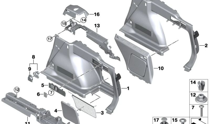 Automatic Belt Cover Right for BMW 3 Series G21, G21N, G81 (OEM 51476996020). Original BMW