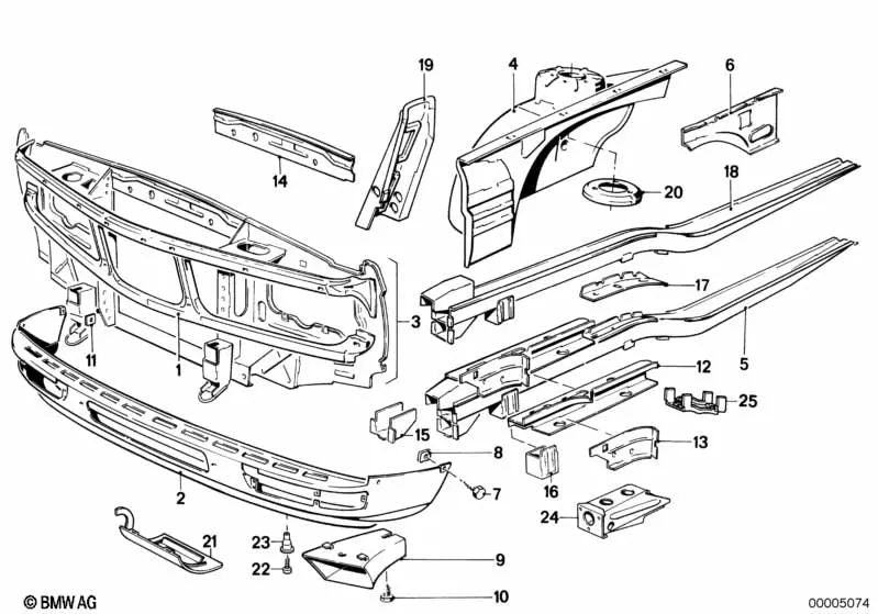 Soporte derecho para BMW Serie 5 E28 (OEM 41111900672). Original BMW.