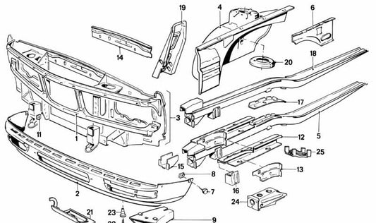 Soporte izquierdo OEM 41141914391 para BMW E28. Original BMW.