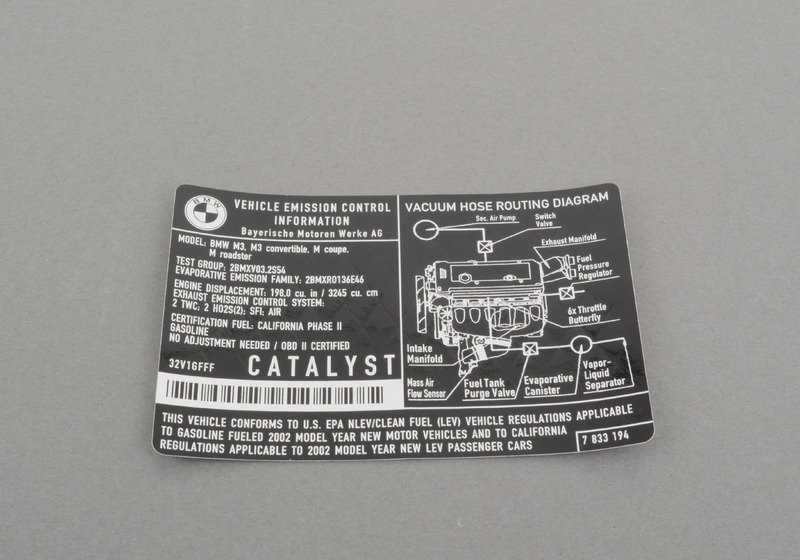 Cartel Aviso de Gases de Escape para BMW E46 (OEM 71227833194). Original BMW