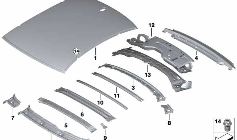 Cubierta de techo para BMW Serie 5 G30 (OEM 41007437629). Original BMW